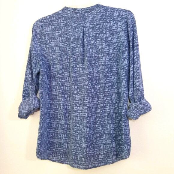 Sud Express blue square dot 1/2 button tunic top M - Picture 5 of 7